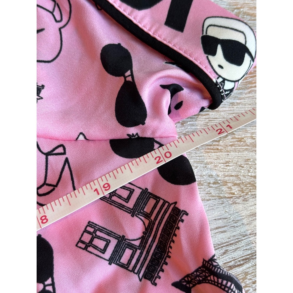 Karl Lagerfeld Small Pajama Set Womens Pink Paris Graphic Short Sleeve PJ Set - Picture 5 of 7